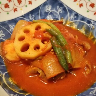 和風ふぅふぅ、鶏肉のトマト煮込み